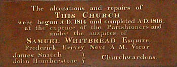 Southill church inscription on organ loft March 2008
